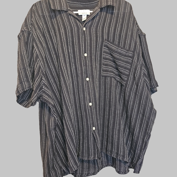 Arizona Jean Company Black and White Striped Casual Shirt - Picture 4 of 12